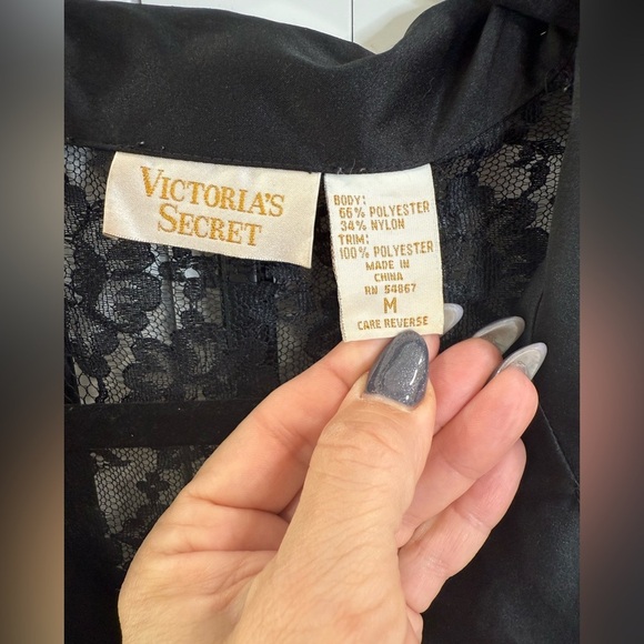 Victoria’s Secret Vintage 80s 90s Gold Label Sheer Black Lace Blouse – Size M - Picture 5 of 11
